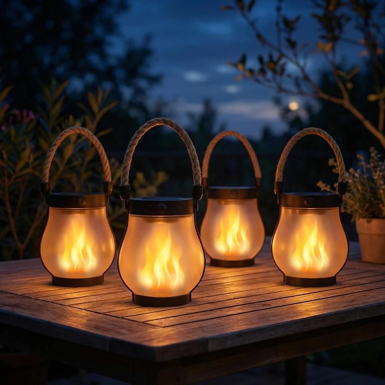 Discount Solar Lanterns Outdoor Waterproof 4 Pack, Outdoor Solar Lanterns with Flickering Flame Effect - Image 3