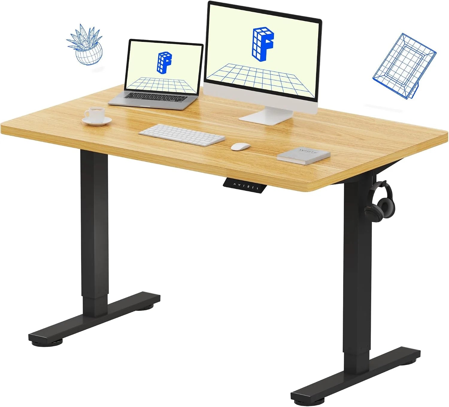 Lumi Discount FLEXISPOT EN1 One-Piece Standing Desk, Electric Adjustable with 4 Memory Presets, 176 LBS Capacity, 48x24 Black - Image 2