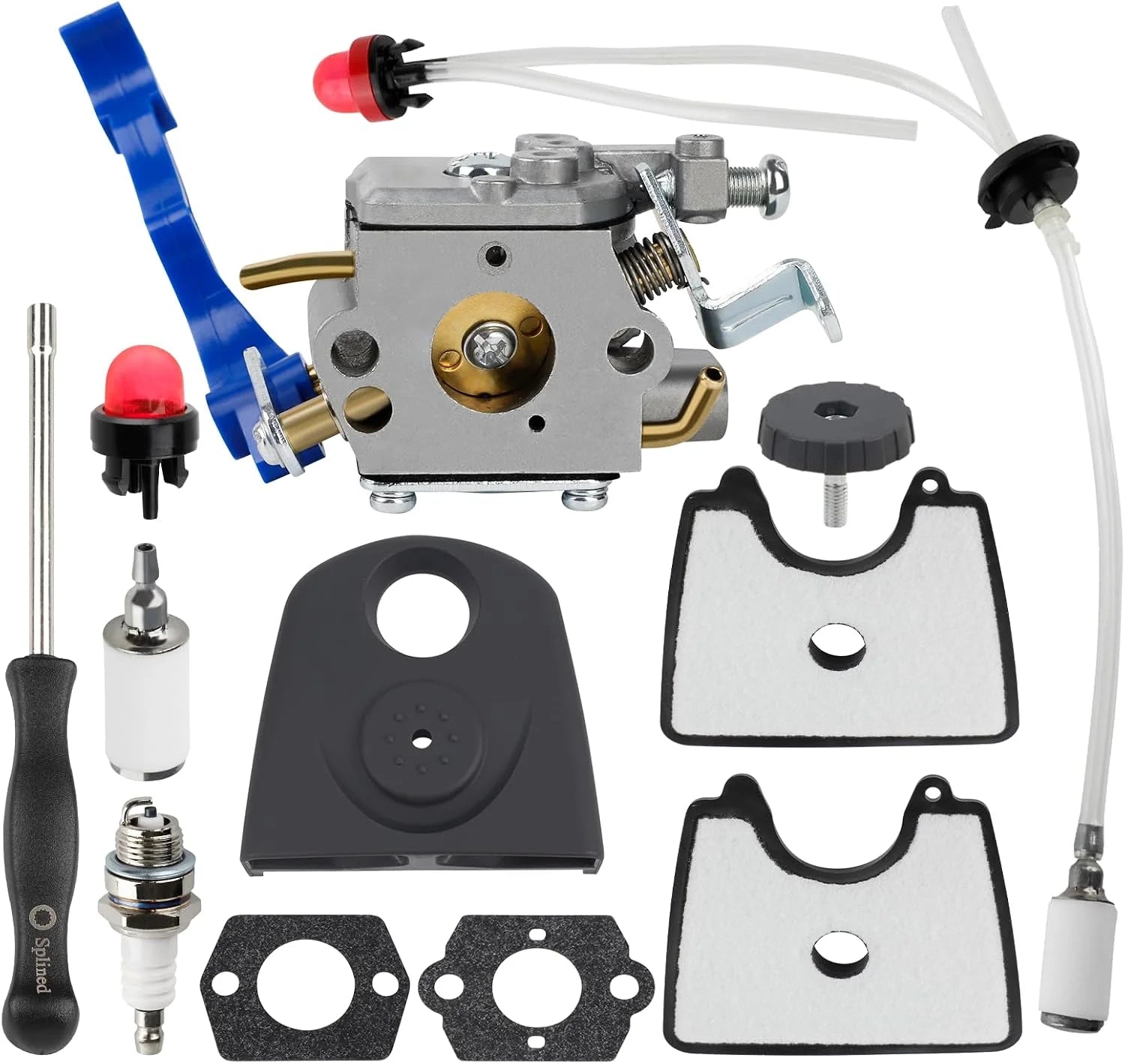 Lumi Discount Carburetor for Husqvarna 125B Blower 125BX 125BVX 590460102 545081811 Handheld Leaf Blower with 125B Tune UP Kit 545109601 Airbox