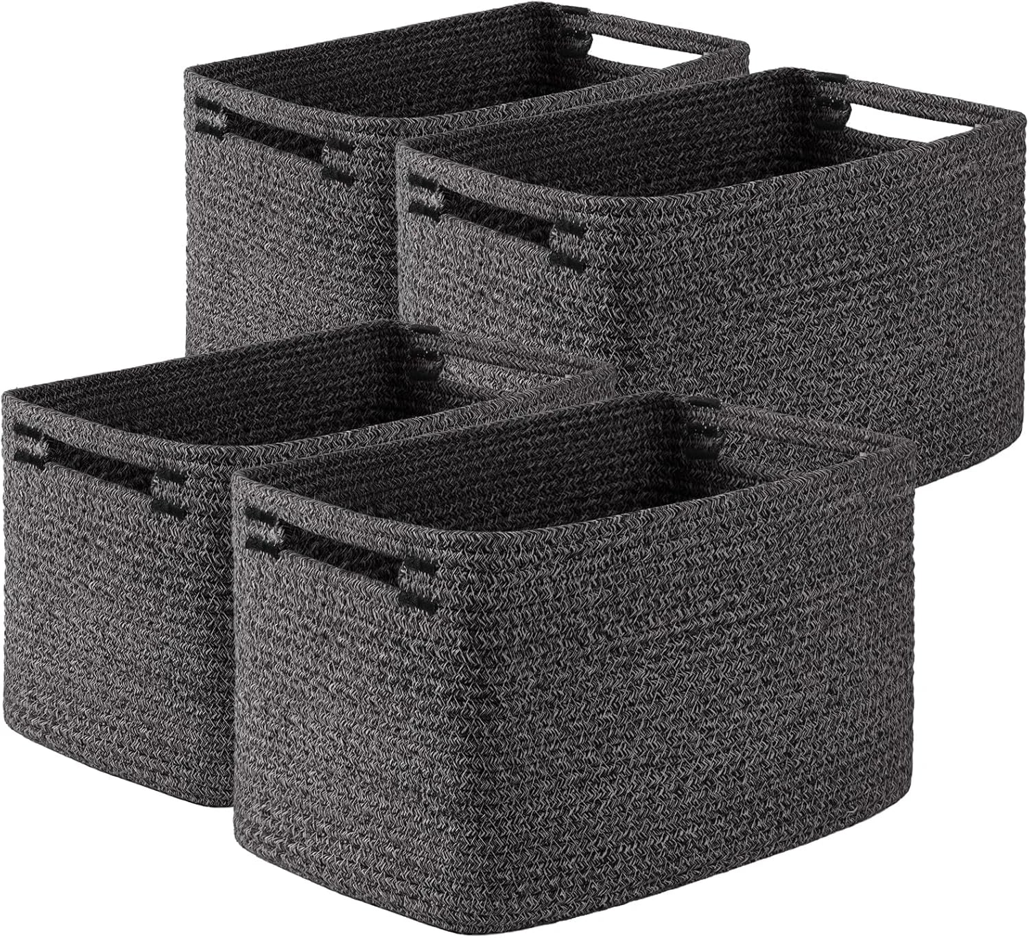 Discount 4Packs Natural Cotton Rope Storage Baskets for Organizing Toys, Clothes, Towels & Books, Soft Versatile Organizers - Image 2
