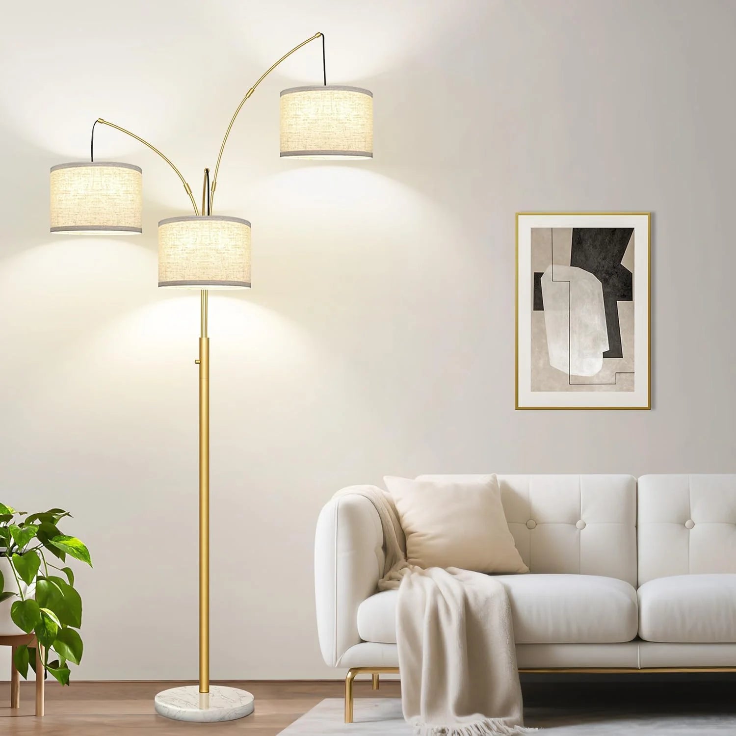 Discount Nintiue 80-in 3-Light Dimmable Arc Floor Lamp, 3000LM - Image 3