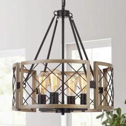 Discount SANTOSTOCK D19” Farmhouse Chandelier, Rustic Hanging Lights for Entryway Foyer Bedroom Living Room