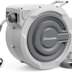 Lumi Discount HOZEREEL Retractable Garden Hose Reel 1/2x 110ft, UV Resistant Hose Reels, Any Length Lock 180° Swivel