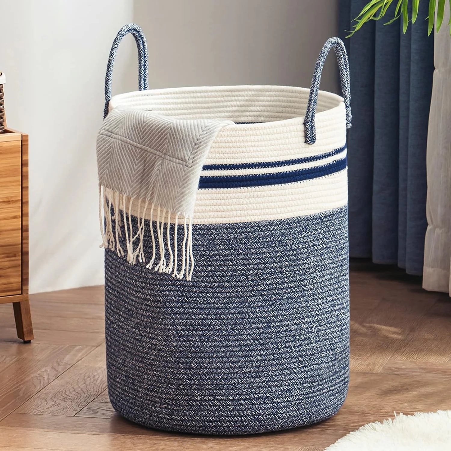 Discount YOUDENOVA Jute Rope Laundry Hamper Basket, 58L Blanket Basket for Nursery, Large Woven Laundry Hamper with Sturdy - Image 13