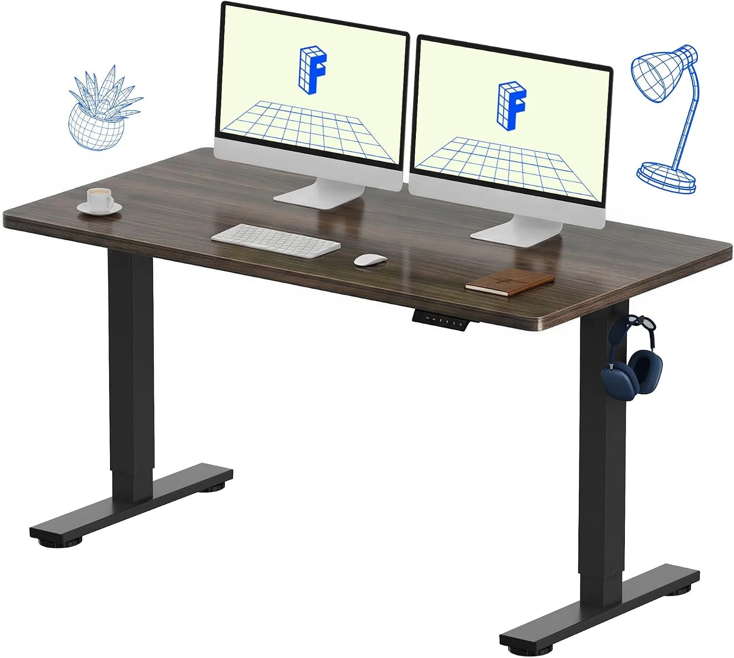 Lumi Discount FLEXISPOT EN1 One-Piece Standing Desk, Electric Adjustable with 4 Memory Presets, 176 LBS Capacity, 48x24 Black - Image 9