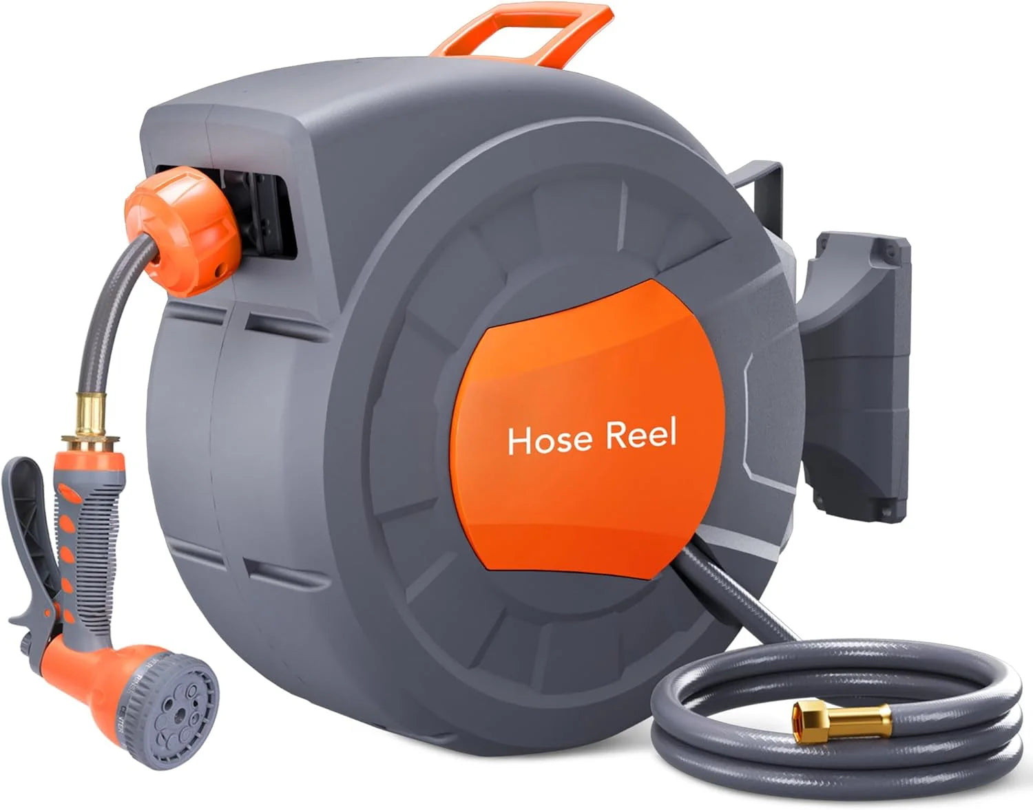 Discount GAOMON Retractable Garden Hose Reel, 1/2 in x 72 ft, Wall Mounted, 9-Function Sprayer, 180° Swivel - Image 2