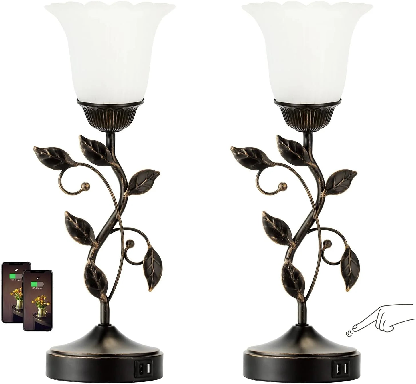 Discount Touch Control Table Lamp with 2 USB Charging Ports, Dimmable, Bulb Included