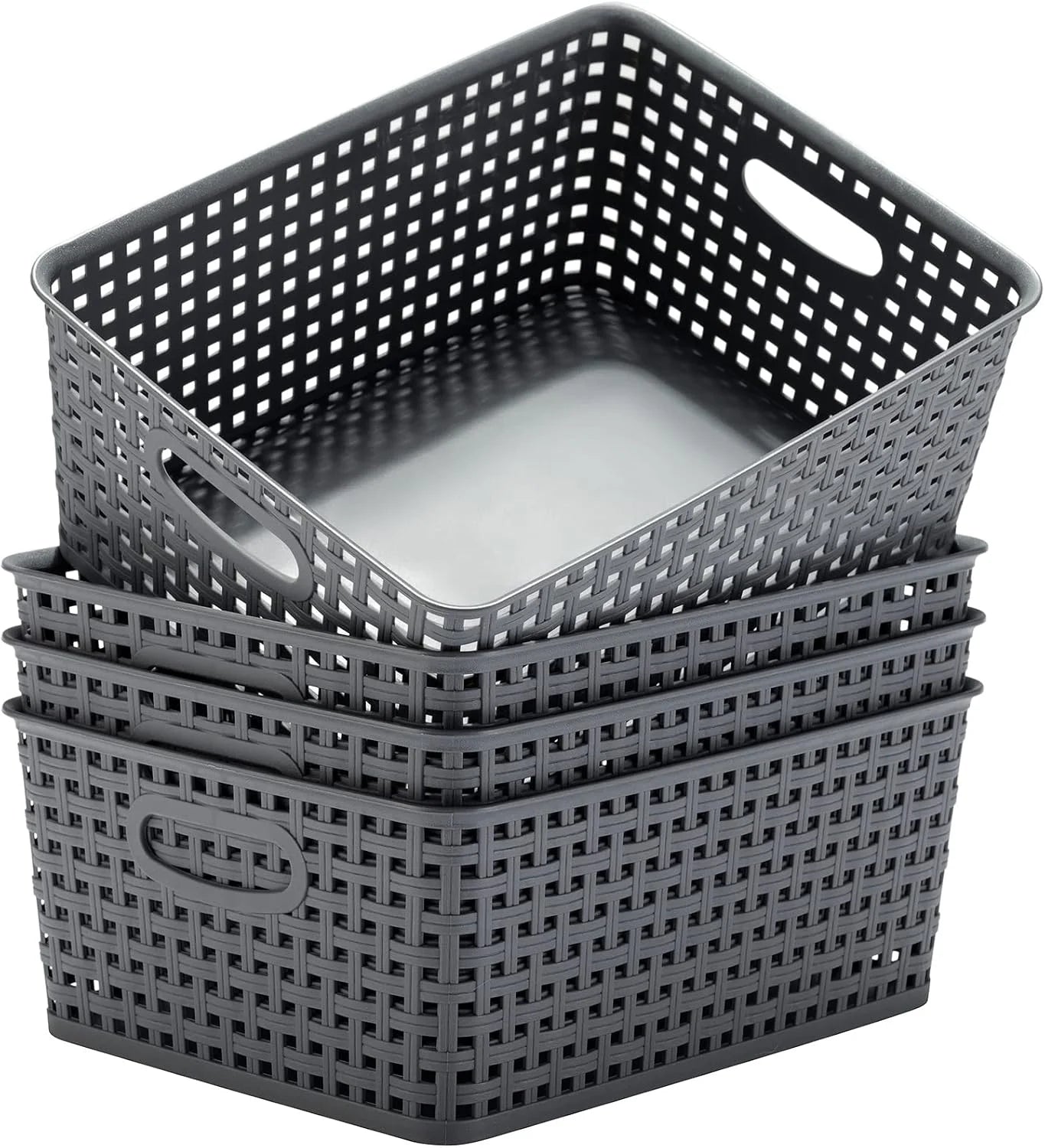 Discount Plastic Storage Baskets for Organizing,11X8.5X4.7,Pack of 4 (Grey) - Image 3