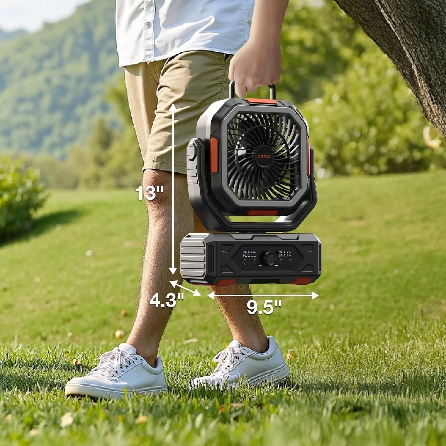 Lumi Discount OGERY Portable Fan Rechargeable, 30000mAh Camping Fan for Tent, RV & Outdoor with Up to 322H Runtime - Image 2