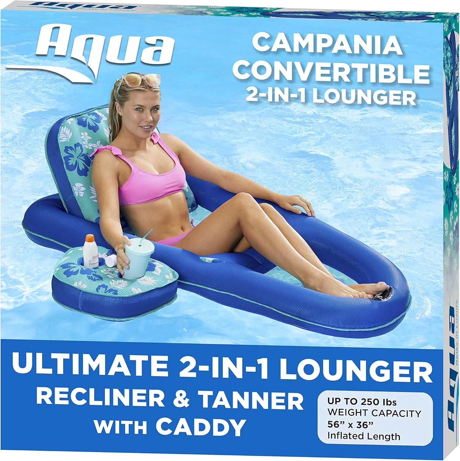 Lumi Discount Campania Ultimate 2-in-1 Pool Float Lounge, Extra Large, Inflatable Pool Floats for Adults with Adjustable Backrest - Image 3