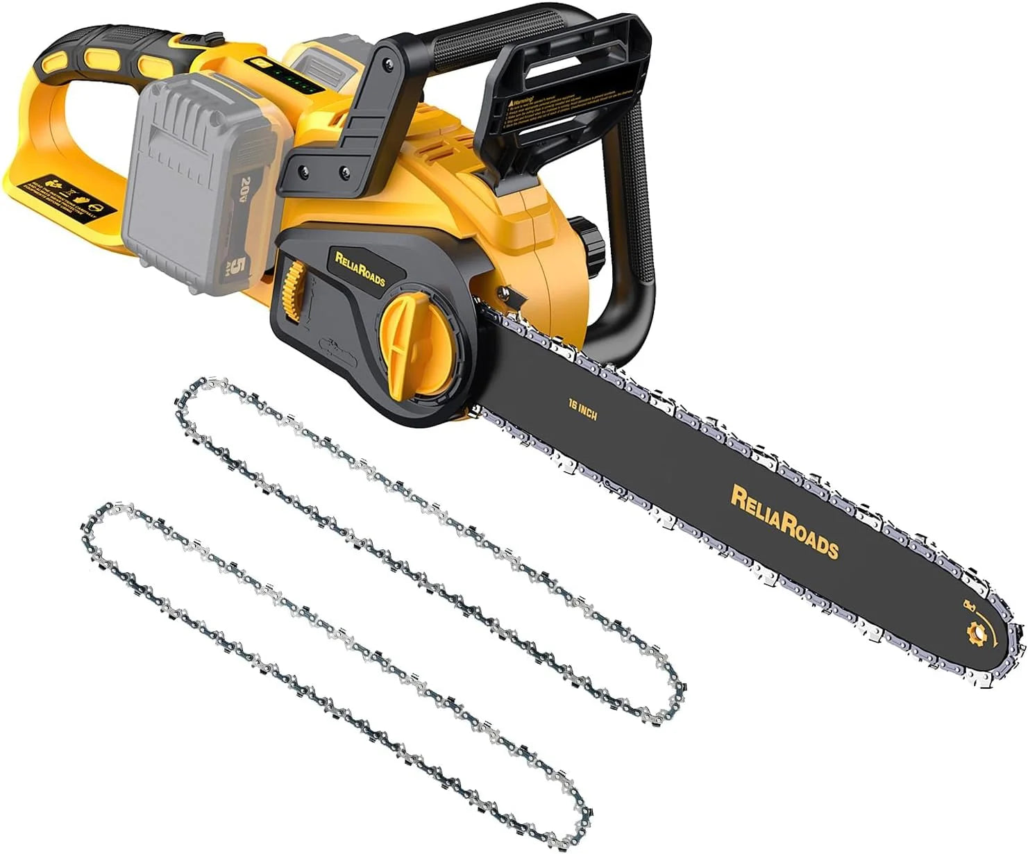 Lumi Discount ReliaRoads 16-Inch Brushless Chainsaw, 40V (2 x 20V MAX) Cordless Battery Powered Chain Saw Kit (Includes 2 Chains) Compatible DeWALT Battery - Image 2