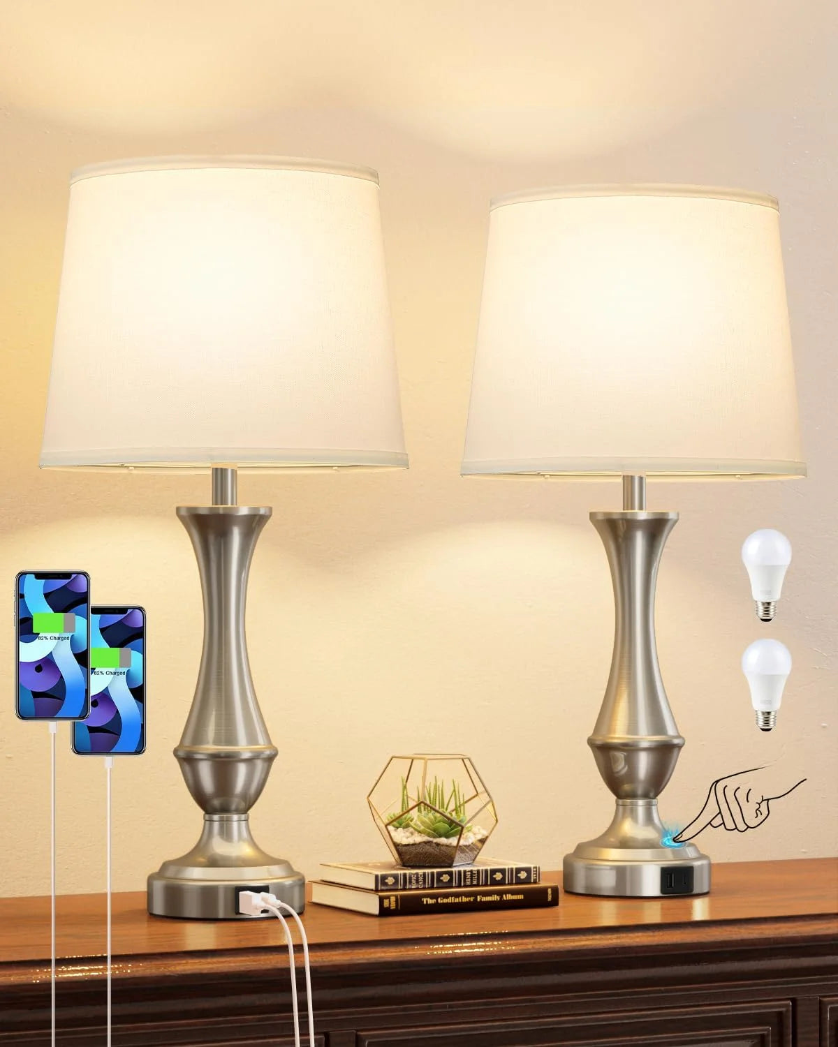 Discount Seealle Touch Lamps for Nightstand, Dimmable, Bulb Included - Image 7