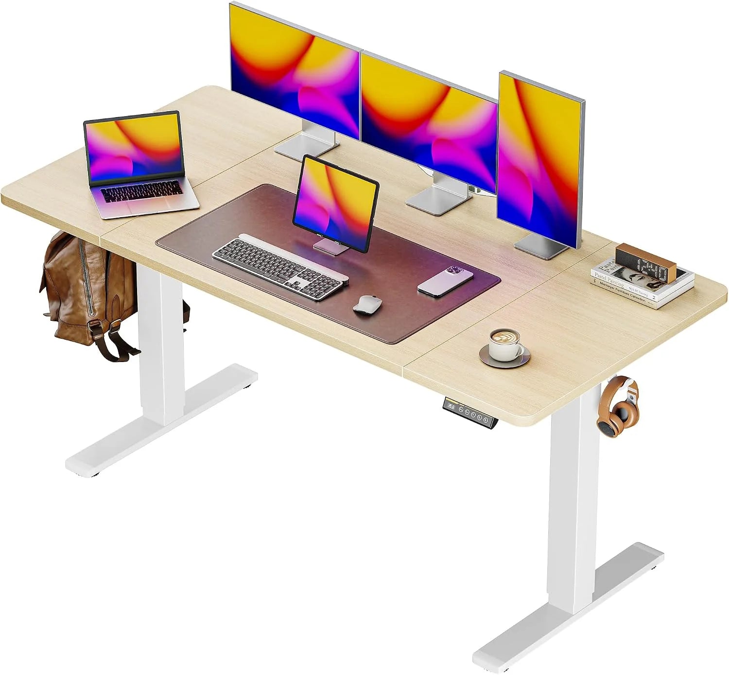Discount 55 x 28 Large Electric Standing Desk, Height Adjustable Computer Desk, 27.6 Deep Desktop - Image 9