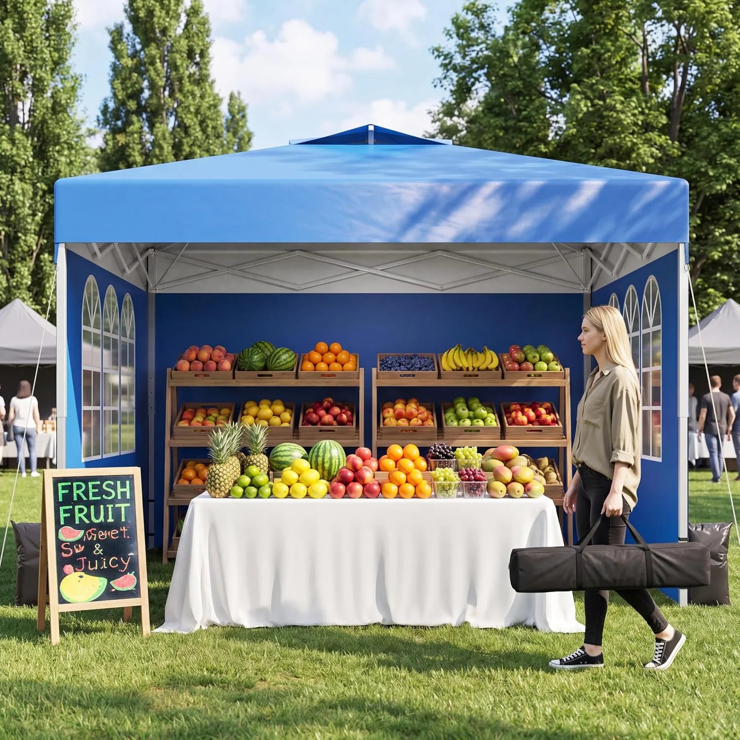 Discount Ponevora 10x10 One Push Pop Up Canopy Tent with Vented Roof, White - Image 3