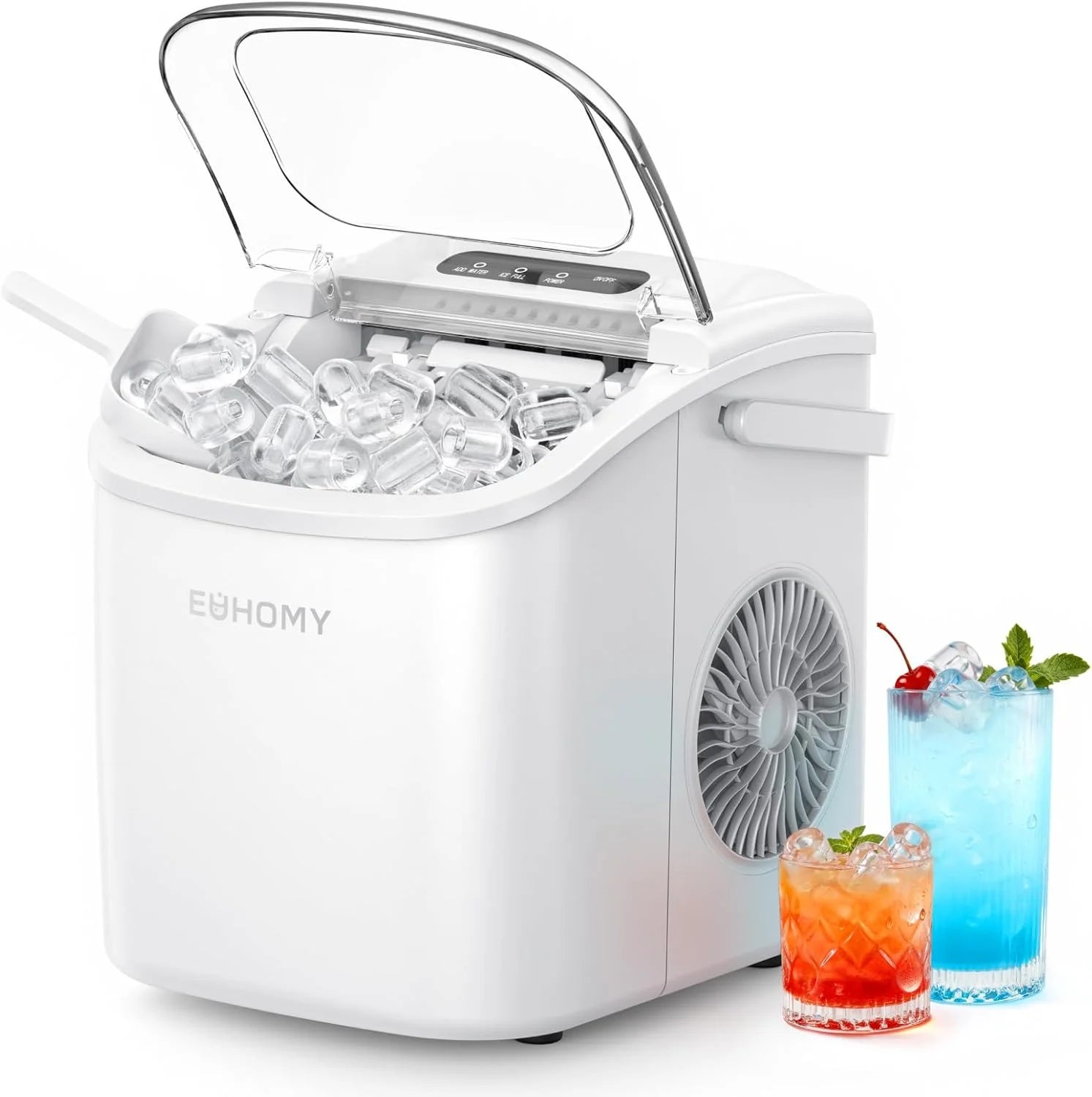 Discount Countertop Ice Maker Machine with Handle, 26lbs in 24Hrs, 9 Ice Cubes Ready in 6 Mins, Auto-Cleaning Portable Ice - Image 3