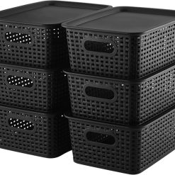 Discount Storage Bins Plastic Storage Baskets With Lid Small Baskets for Organizing Stackable Storage Container Organizer