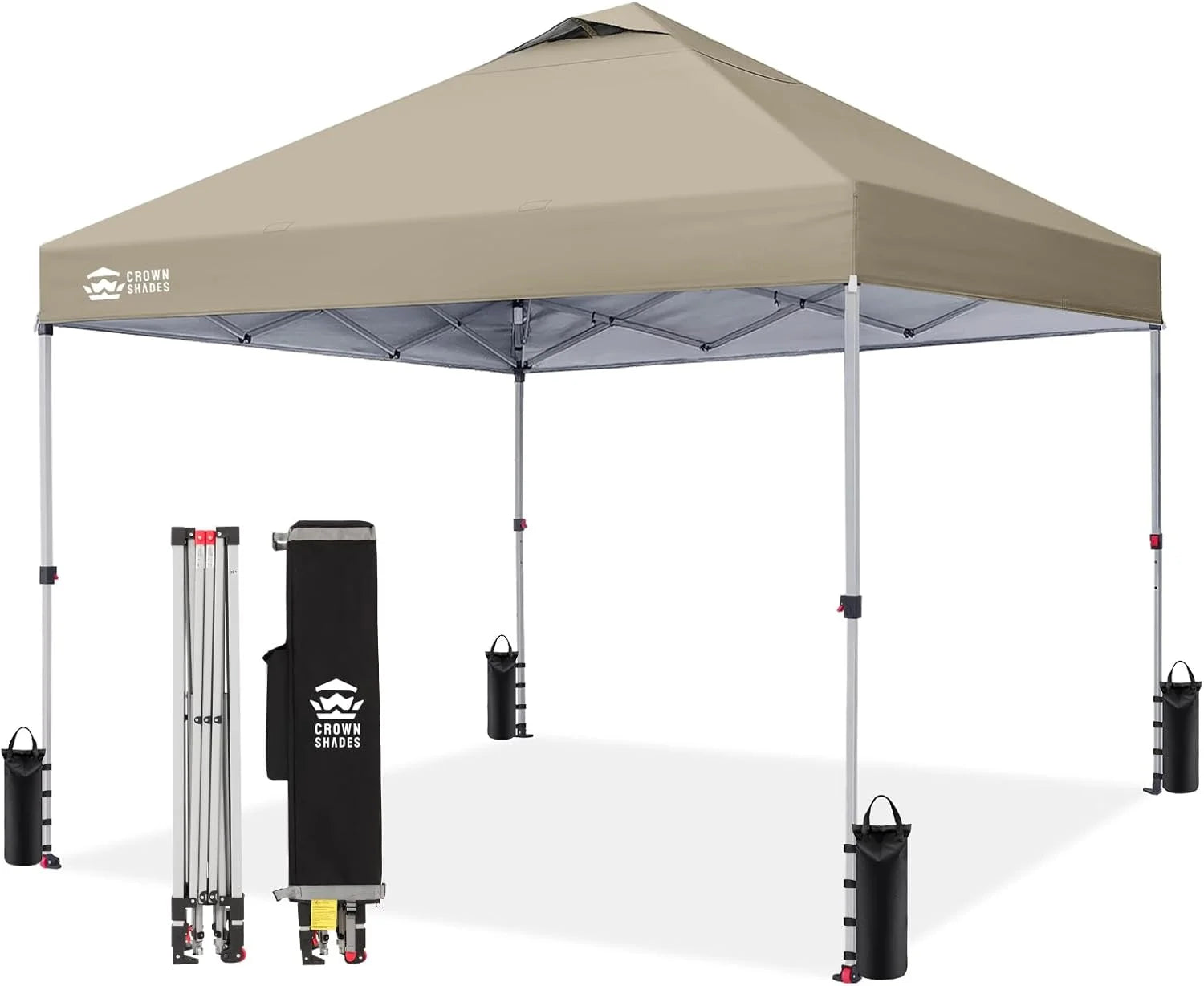 Discount CROWN SHADES 10×10 Pop Up Canopy, Patented CenterLok One Push Tent Canopy, 8 Stakes, 4 Ropes (10×10 - Image 17
