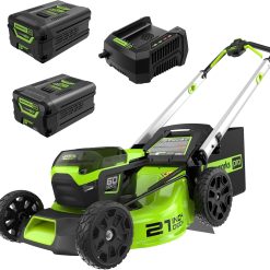 Discount 60V 21in Brushless Self-Propelled Cordless Lawn Mower, 2 x 4.0Ah Batteries (3/4 Acre, Rapid Charger, 4-in-1 – For Lawn Care