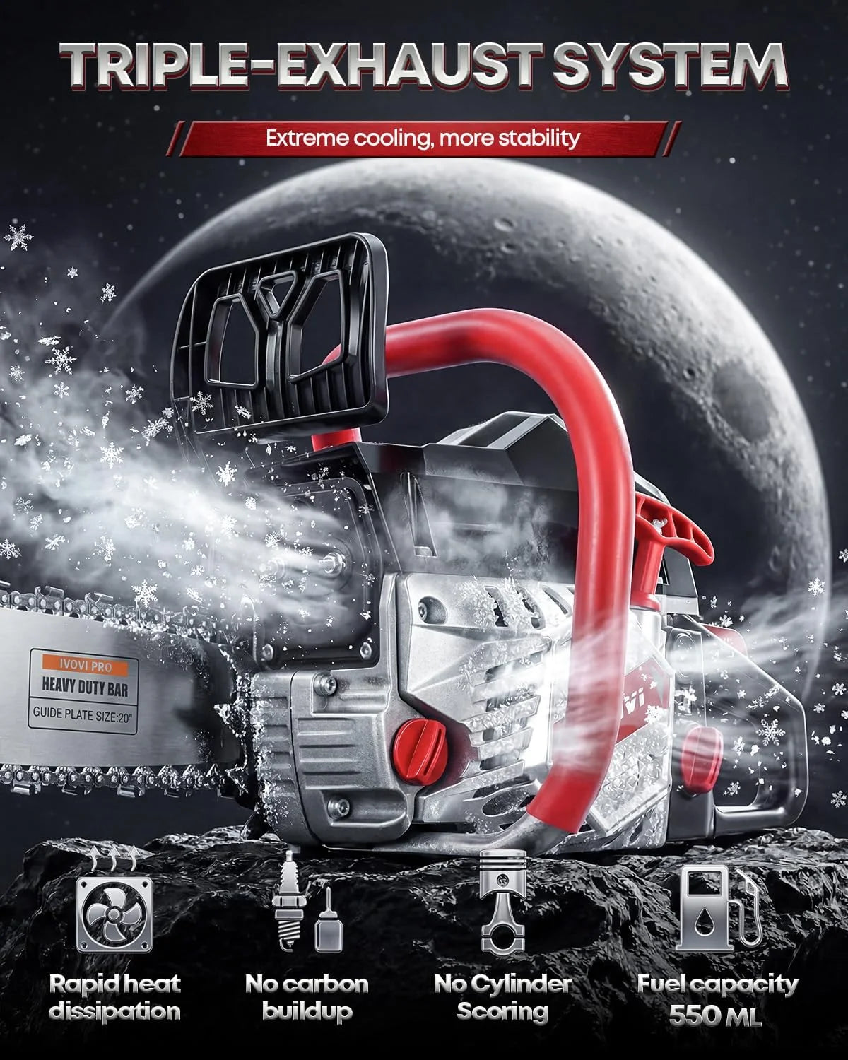 Lumi Discount 63CC Gas Chainsaw with 20-Inch and 18-Inch Bars - Image 2