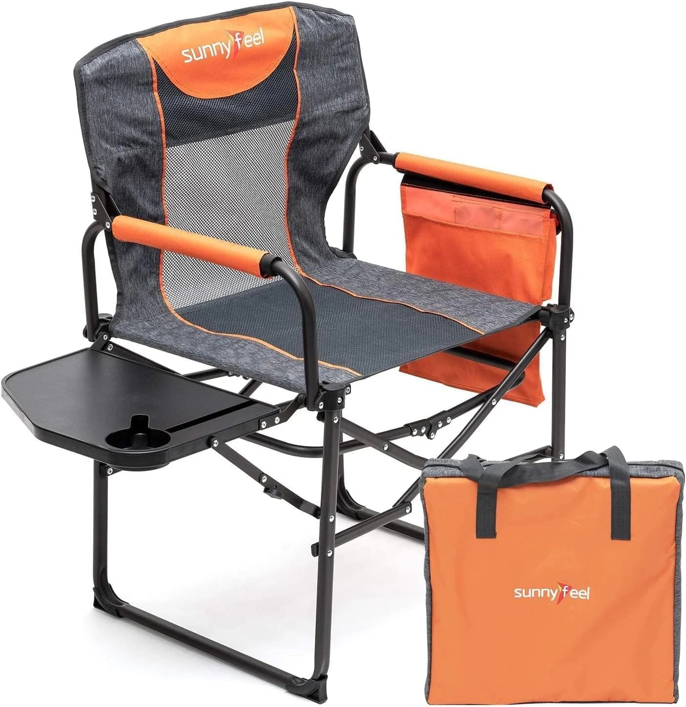 Lumi Discount SUNNYFEEL Camping Directors Chair, Heavy Duty, Oversized Portable Folding Chair with Side Table - Image 2