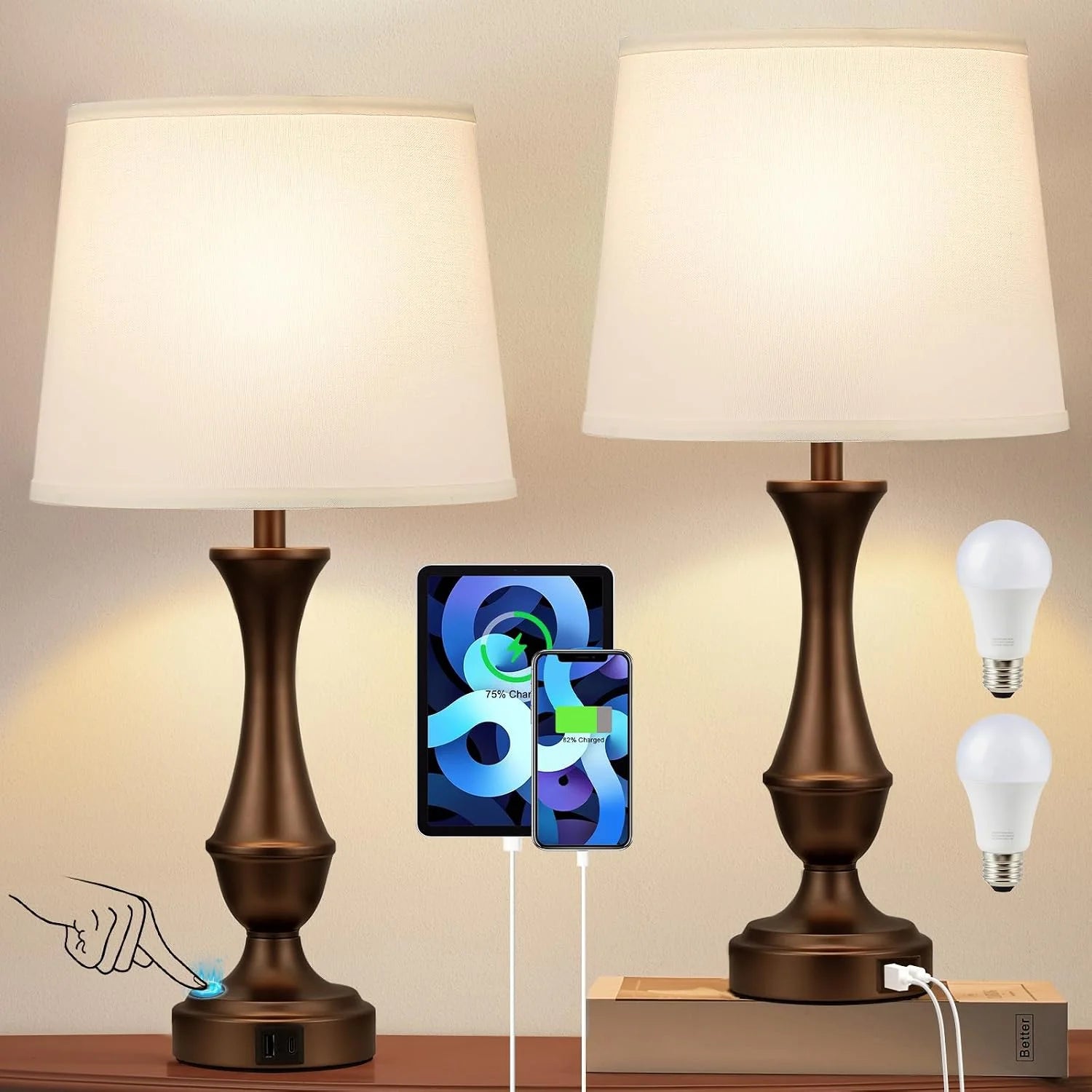 Discount Seealle Touch Lamps for Nightstand, Dimmable, Bulb Included - Image 5