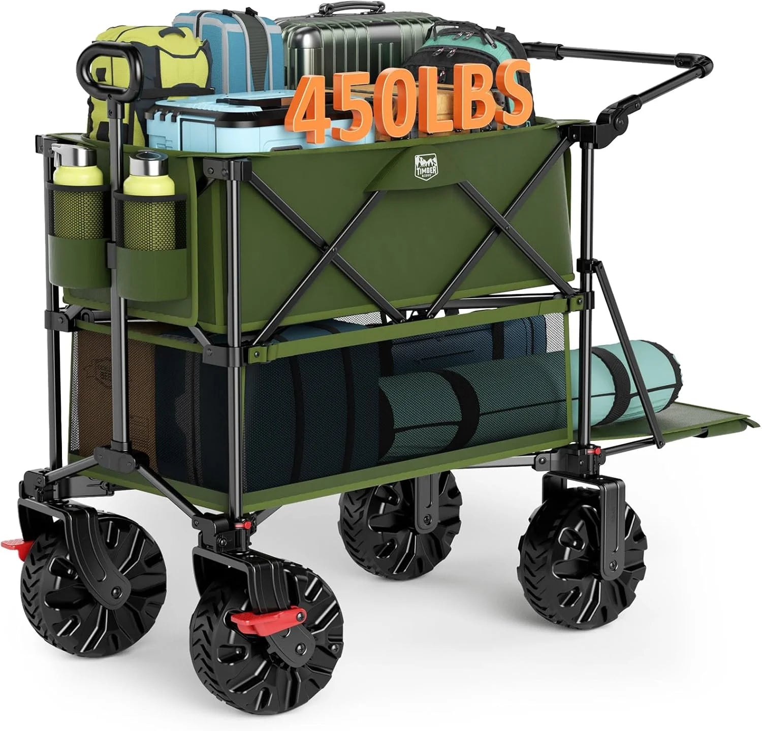 Discount TIMBER RIDGE 400L Folding Double Decker Wagon with Brakes, 54 Extra Long - Image 2