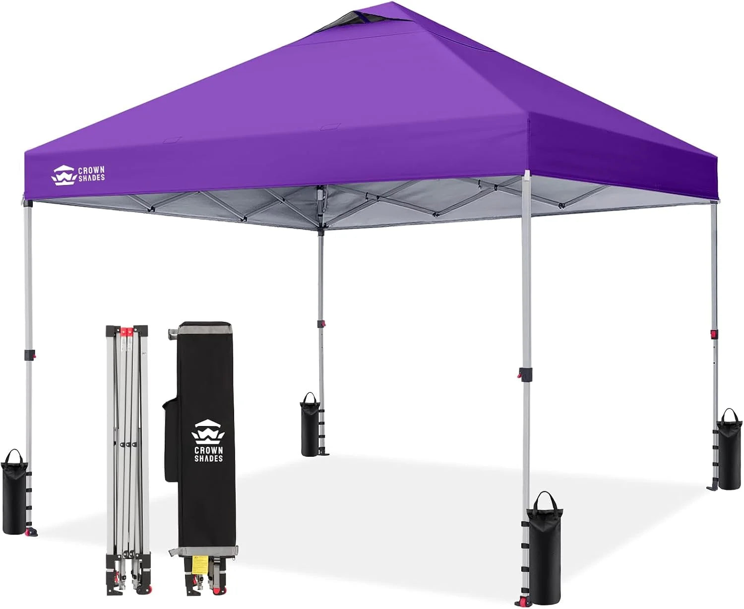 Discount CROWN SHADES 10×10 Pop Up Canopy, Patented CenterLok One Push Tent Canopy, 8 Stakes, 4 Ropes (10×10 - Image 26