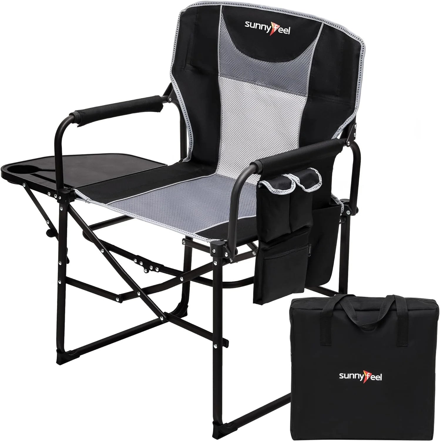 Lumi Discount SUNNYFEEL Camping Directors Chair, Heavy Duty, Oversized Portable Folding Chair with Side Table - Image 7