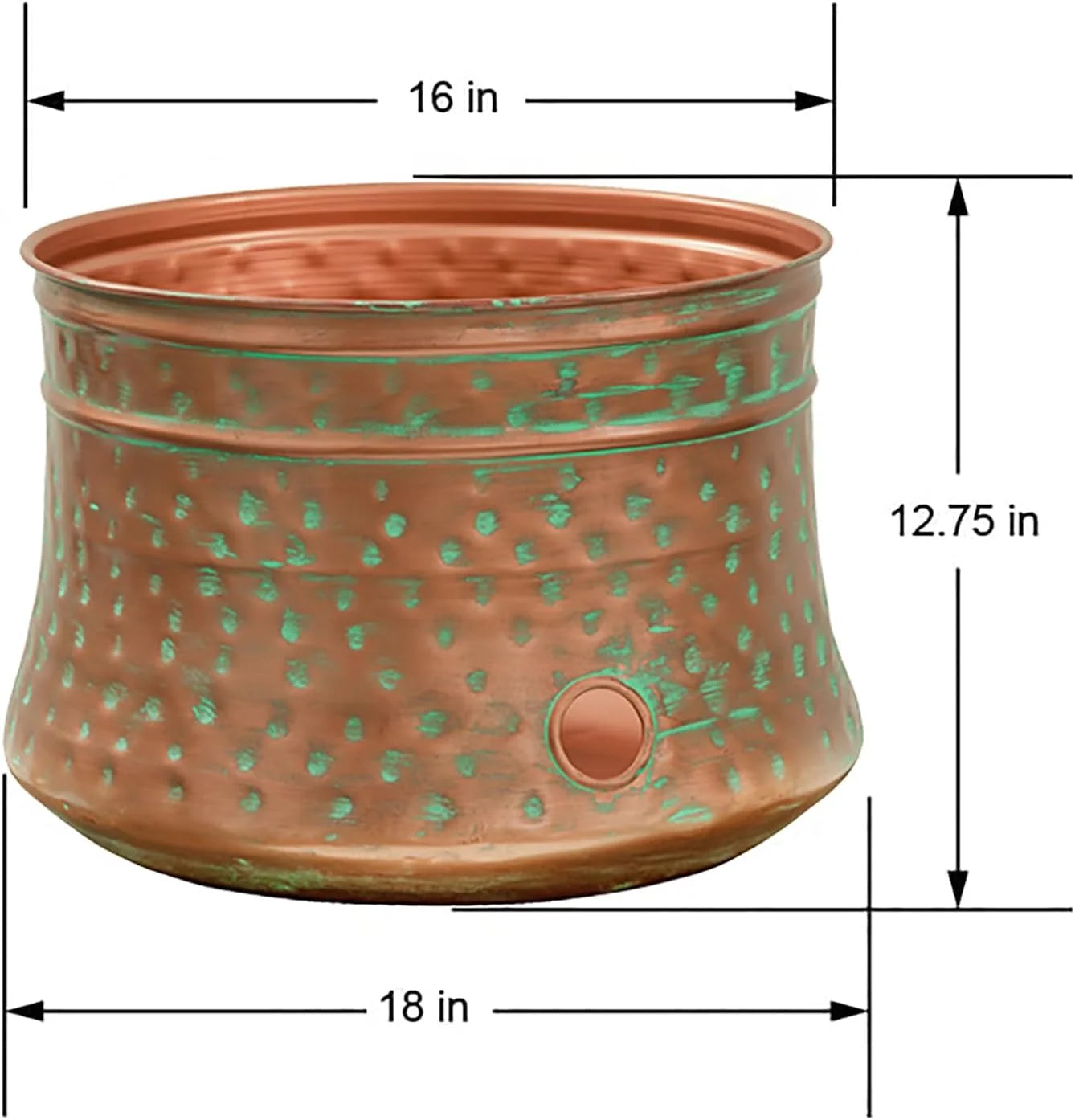 Lumi Discount Garden 1917-G Hose Pot, Hammered, Patina - Image 6