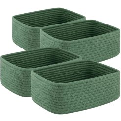 Discount Small Storage Shelf Organizing Baskets, Mini Woven Rope Storage Bins for Towels, Cute Decorative Closet