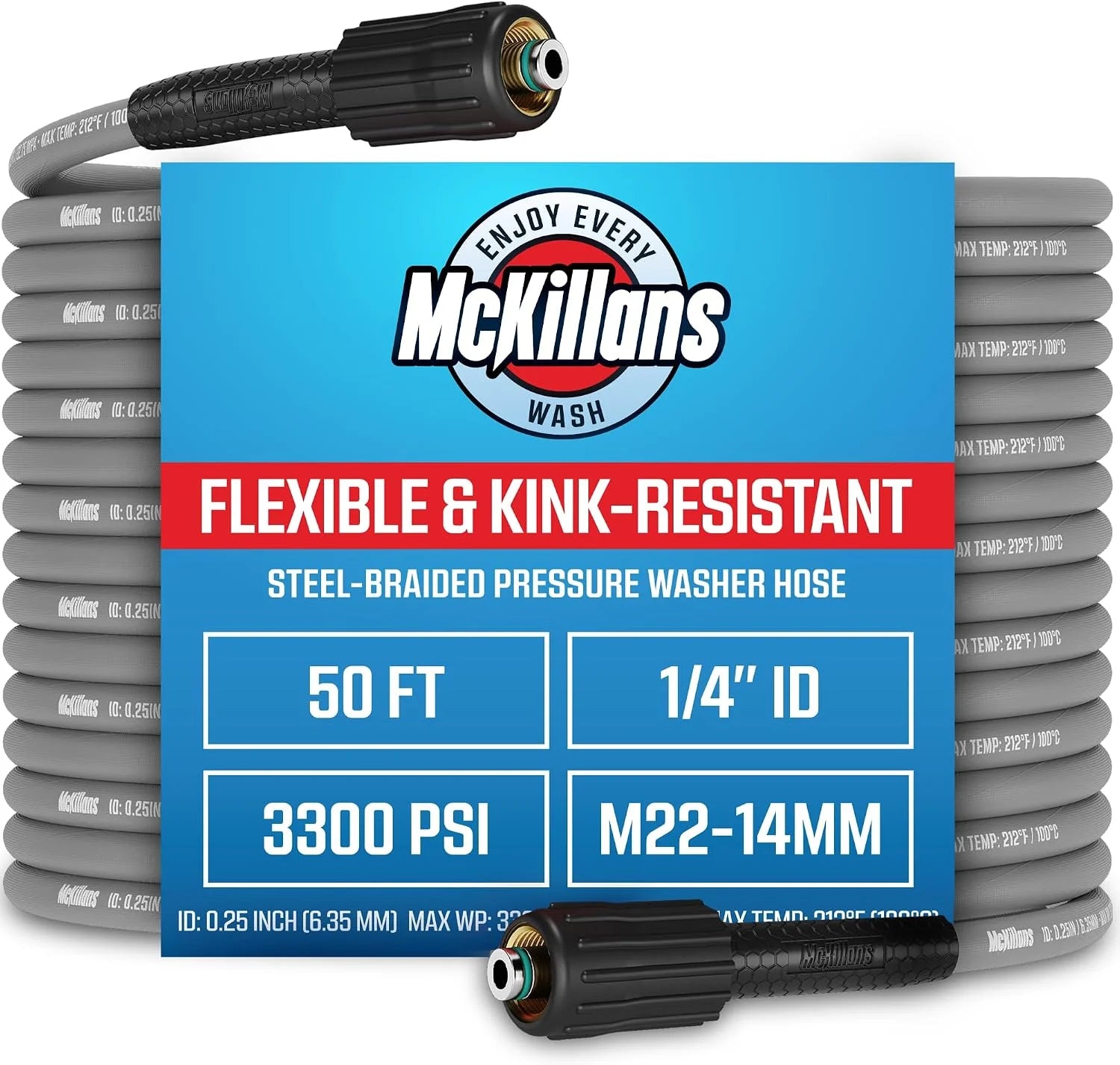 Lumi Discount QC Installed Pressure Washer Hose 50 ft, Flexible & Kink-resistant, Steel-Braided & Durable- 3/8 QC - Image 2