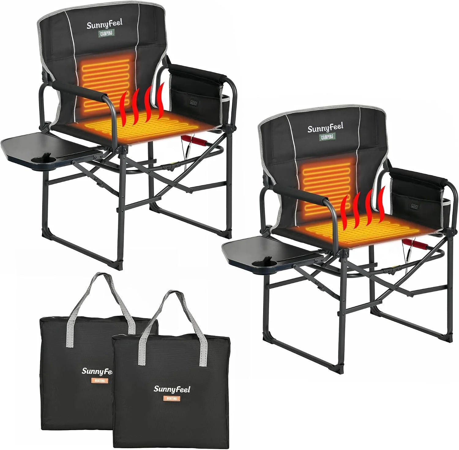 Lumi Discount SUNNYFEEL Camping Directors Chair, Heavy Duty, Oversized Portable Folding Chair with Side Table - Image 15