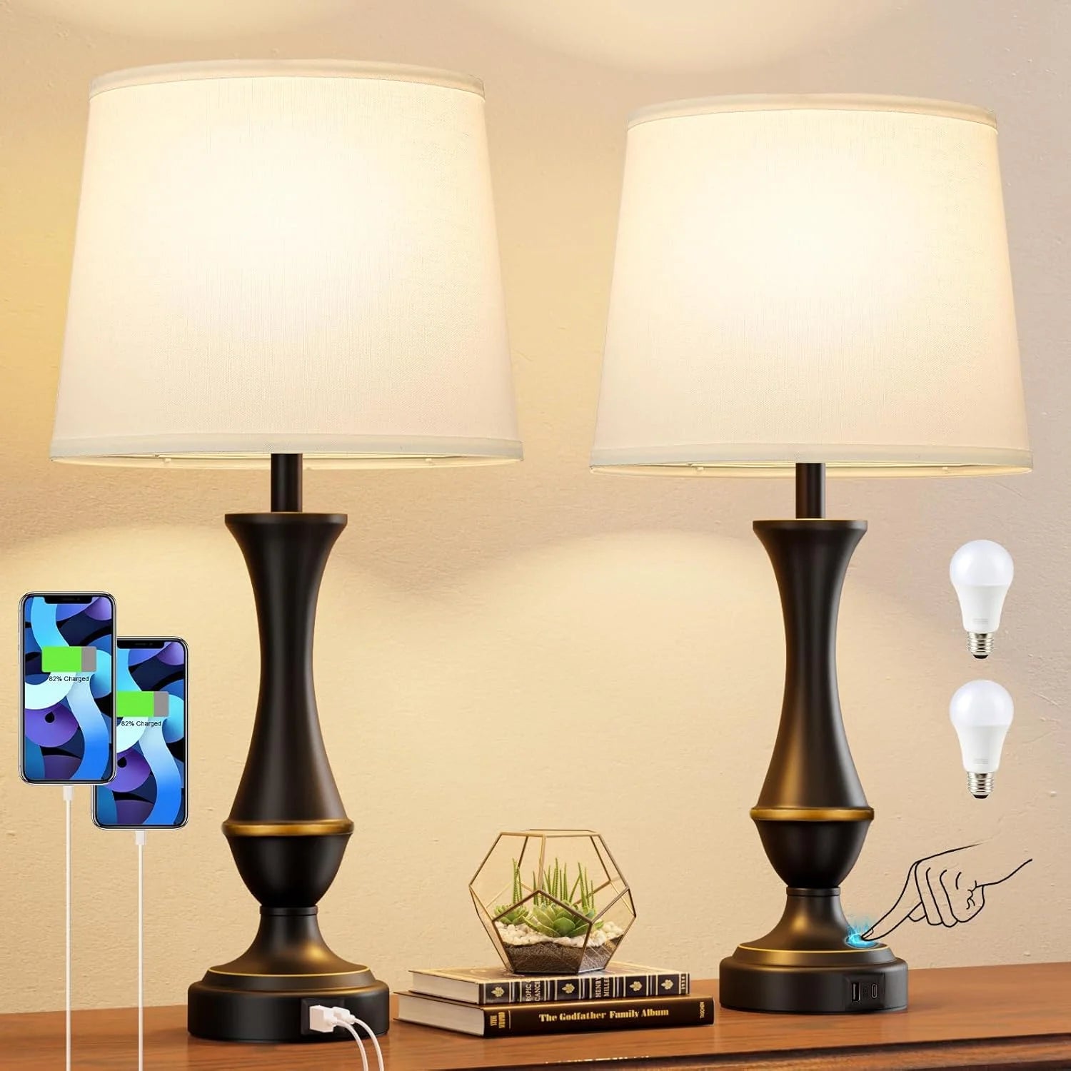 Discount Seealle Touch Lamps for Nightstand, Dimmable, Bulb Included - Image 3