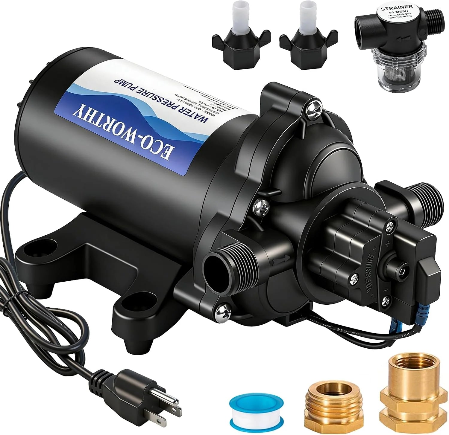 Lumi Discount 33-Series Industrial Water Pressure Pump 110V AC 4.0GPM 50PSI RV Fresh Water Diaphragm Pump include Garden - Image 6