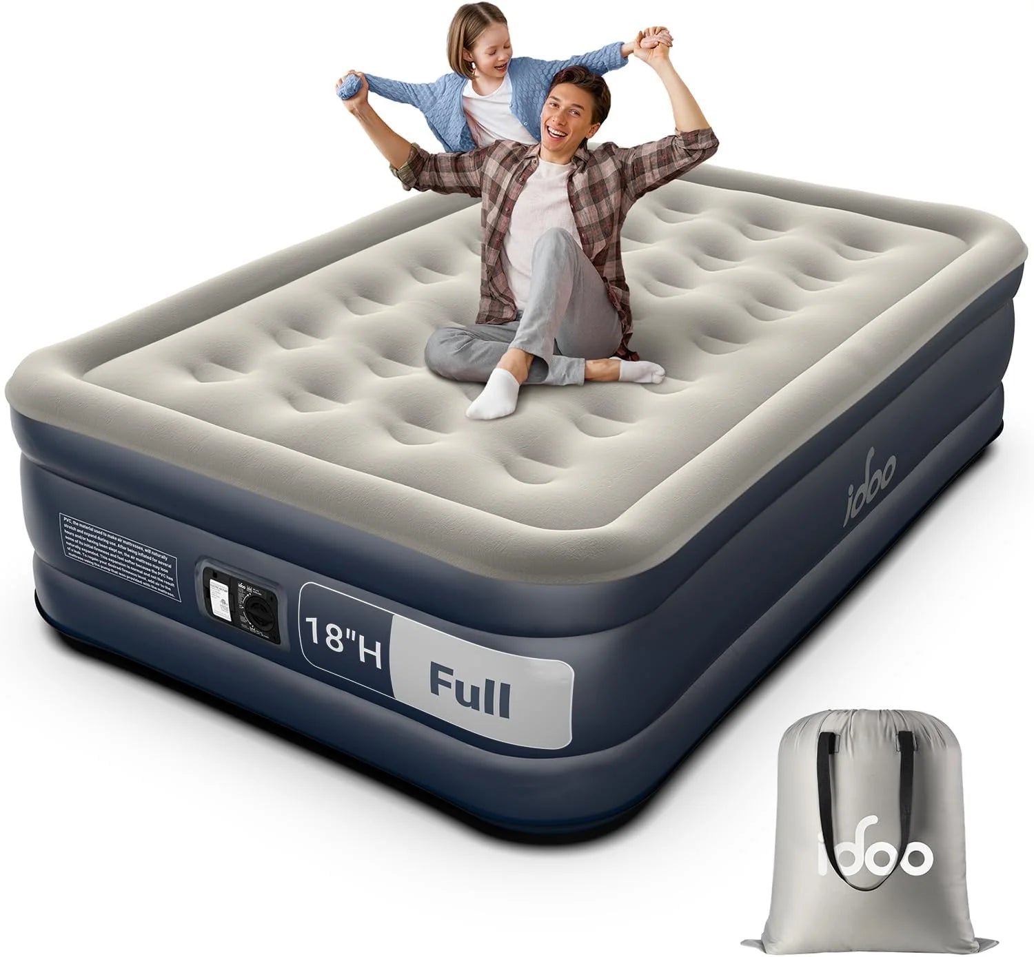 Lumi Discount Queen Air Mattress with Built in Pump, 18 Raised Comfort Inflatable Blow up Mattress, Upgraded Support Structure - Image 2