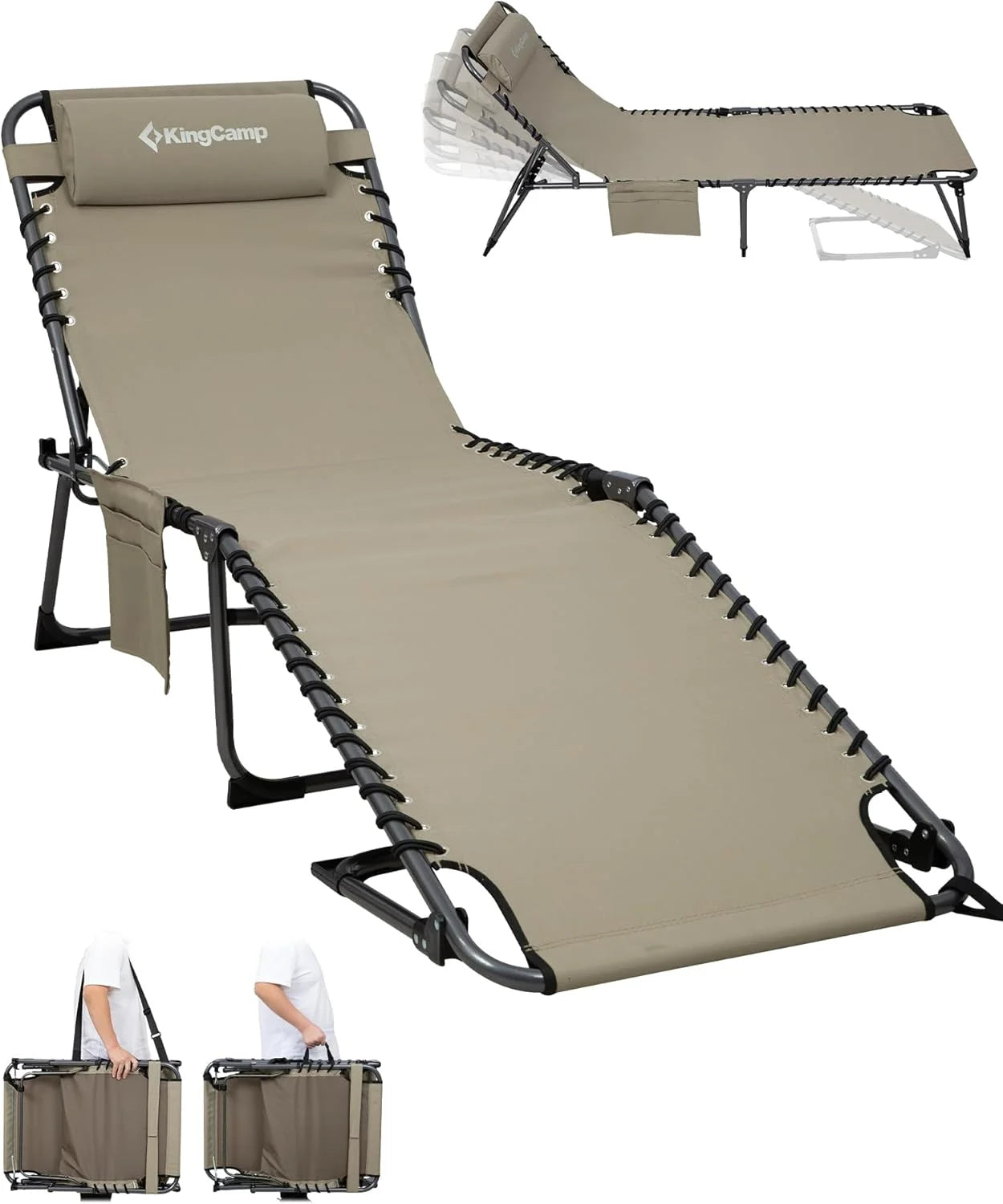Lumi Discount Lounge Chair with face Hole & Canopy Shade, 400LBS Folding Portable Tanning Chair with face Hole - Image 3