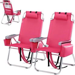Alternative view of Discount Tall Beach Chair 2 Pack Lightweight, Backpack Beach Chair for Adults with 5-Position, Lightweight Folding Beach