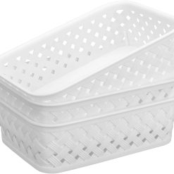 Alternative view of Discount 3 Pack Plastic Storage Baskets, Large, Grey, Durable Woven Plastic with Built-In Handles