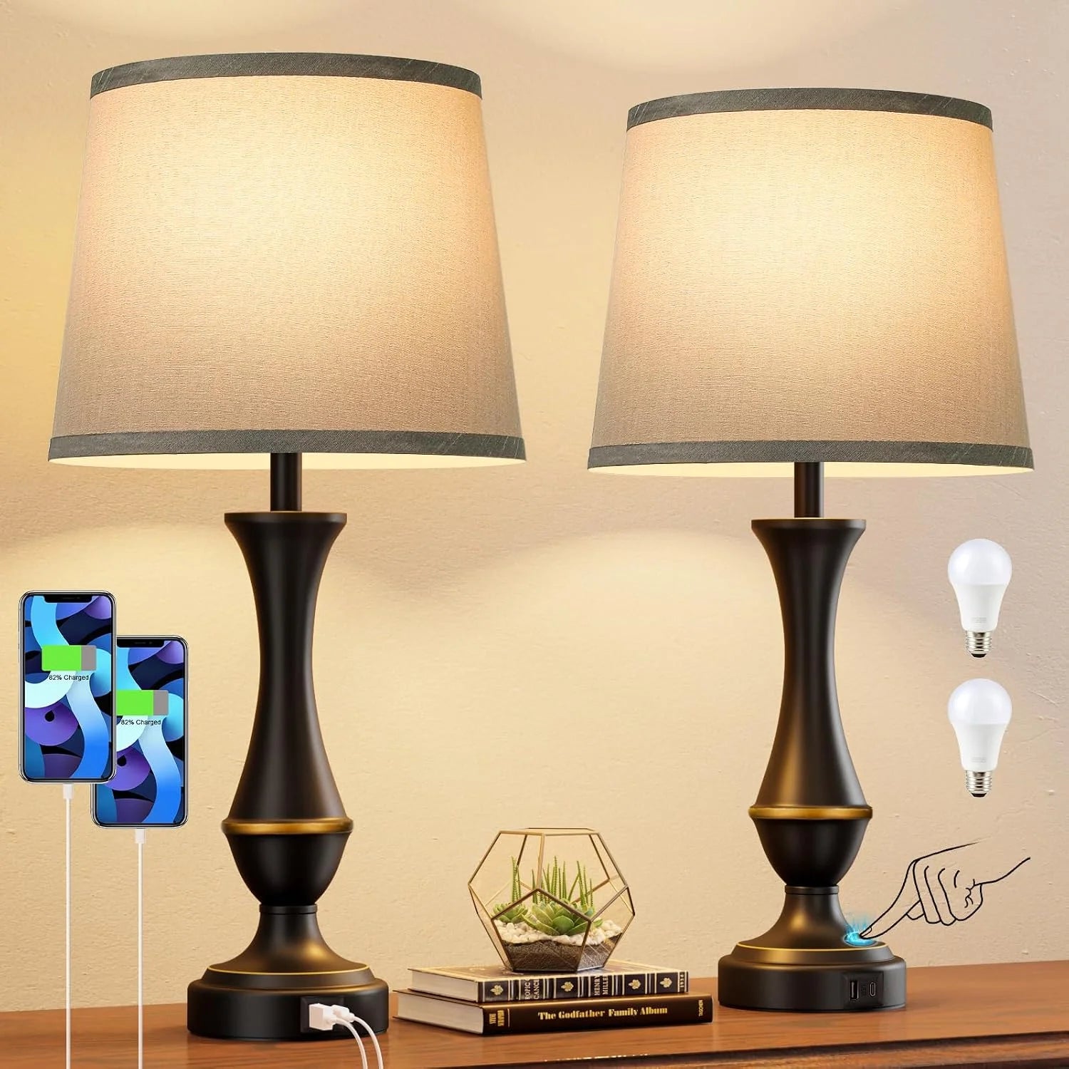 Discount Seealle Touch Lamps for Nightstand, Dimmable, Bulb Included - Image 10
