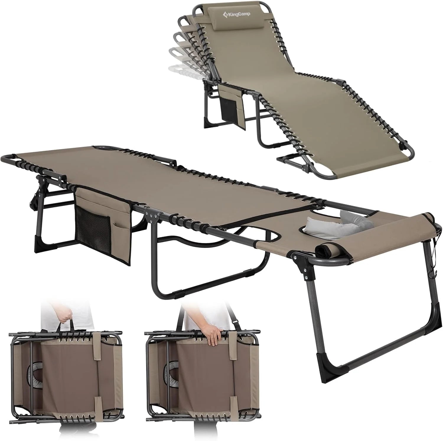 Lumi Discount Lounge Chair with face Hole & Canopy Shade, 400LBS Folding Portable Tanning Chair with face Hole