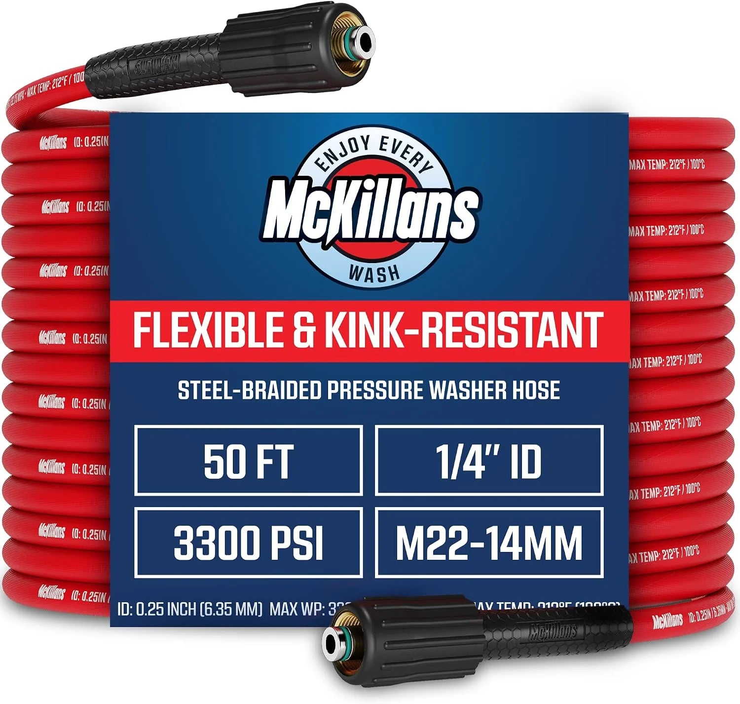 Lumi Discount QC Installed Pressure Washer Hose 50 ft, Flexible & Kink-resistant, Steel-Braided & Durable- 3/8 QC - Image 3