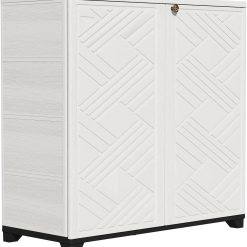 Lumi Discount Indoor/Outdoor Storage Cabinet Waterproof, 34x15x34 Plastic Outdoor Storage Box for Garden Balcony Bathroom