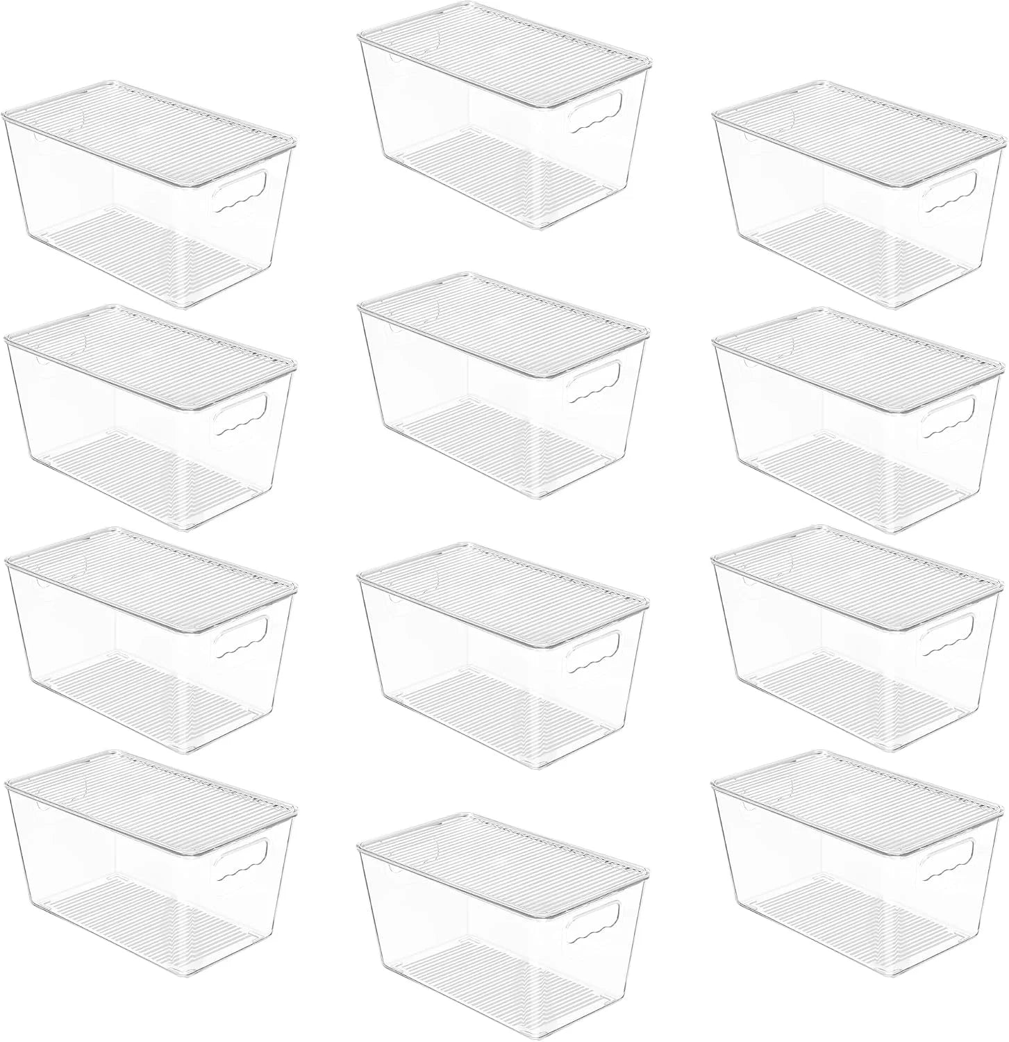 Discount Clear Stackable Storage Bins with Lids and Handles, Large, BPA-free Plastic, Organize Vertically