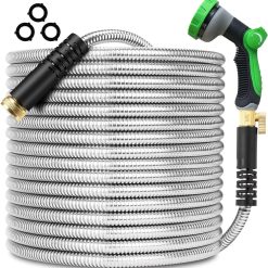 Discount 200ft x 5/8 in Heavy Duty, Flexible and Lightweight Water Hose, Burst 600 psi, 3/4” Solid Metal Fittings