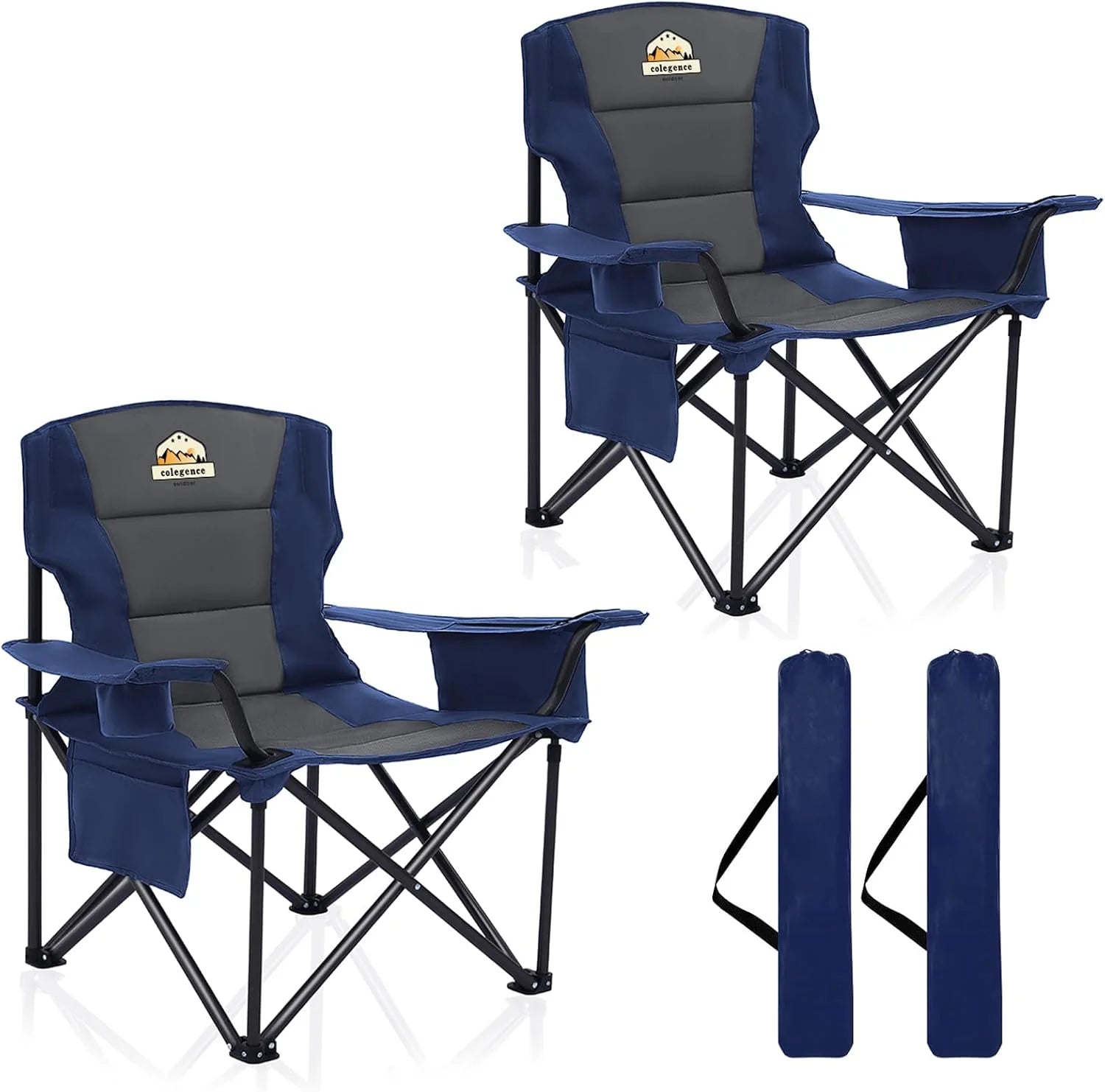 Discount Oversized Heavy Duty Camping Chairs 2 Pack, 450 LBS Support Extra Wide Folding Portable Outdoor Chair - Image 2