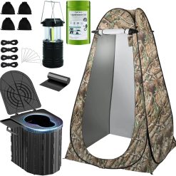 Alternative view of Discount Toilet with Pop-Up Privacy Tent and Liquid Waste Gel, Portable Toilet for Camping with Large Tent
