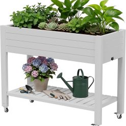Discount Bifanuo Plastic Elevated Planter Box with Legs & Wheels