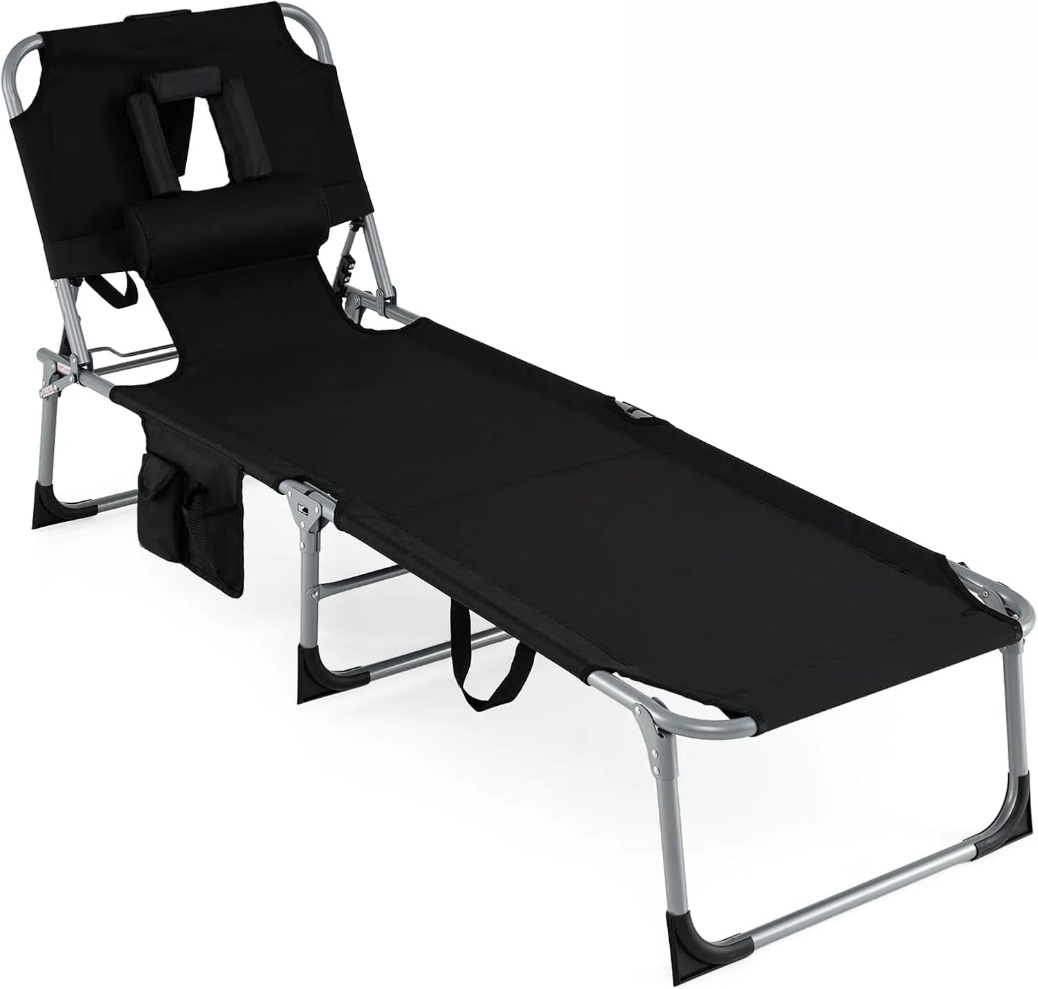 Lumi Discount Tanning Chair with Face Hole, Folding Beach Lounge Chair with 4-Position Adjustable Backrest, Camping (1 - Image 6