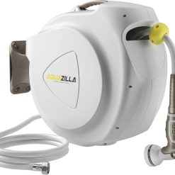 Lumi Discount Garden Hose Reel, 5/8 in 100+6 ft, Heavy Duty Wall Mounted Water Hose Reel, 180° Swivel Bracket