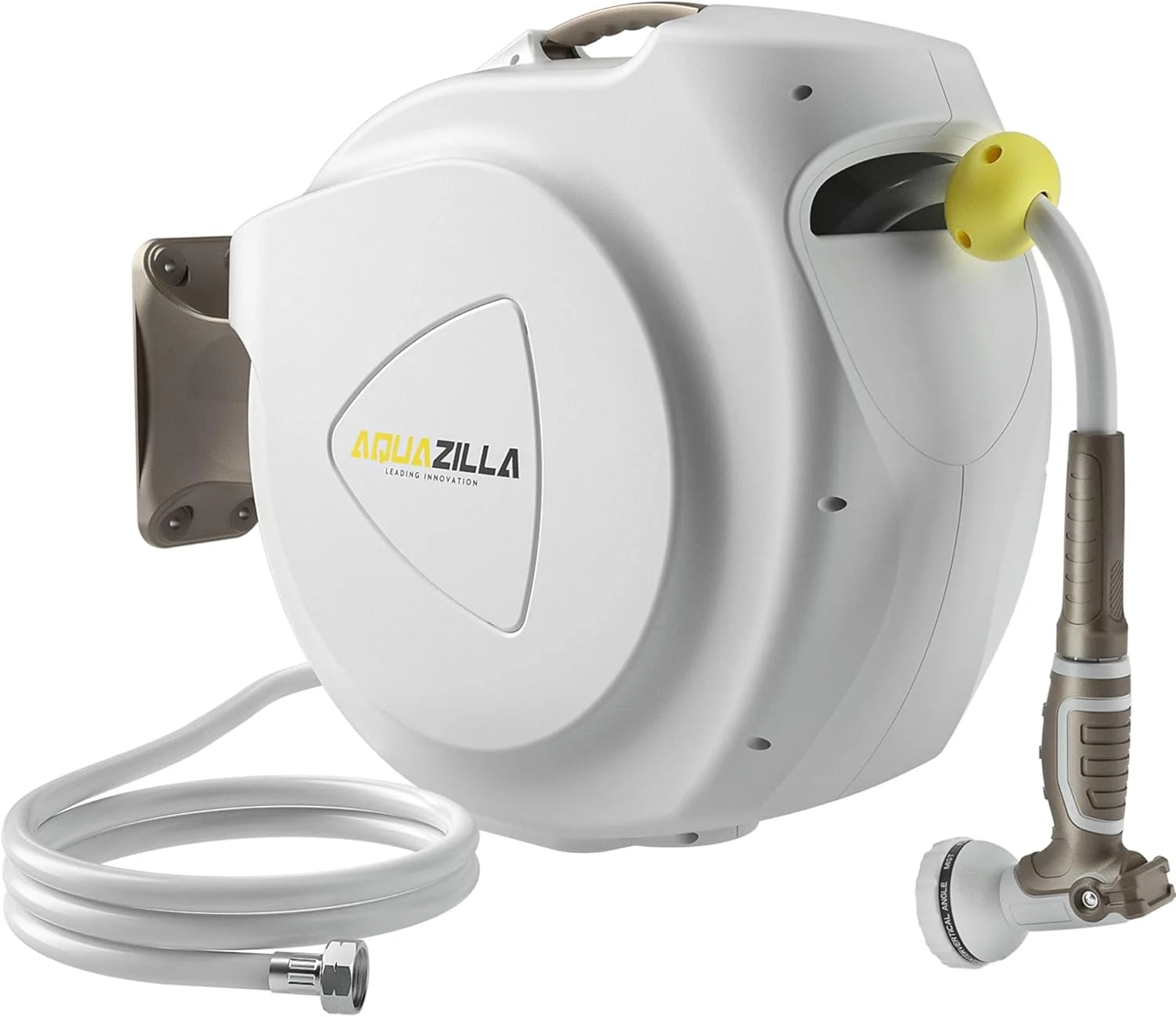 Lumi Discount Garden Hose Reel, 5/8 in 100+6 ft, Heavy Duty Wall Mounted Water Hose Reel, 180° Swivel Bracket
